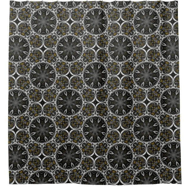 Gothic flower fractal shower curtain (Front)