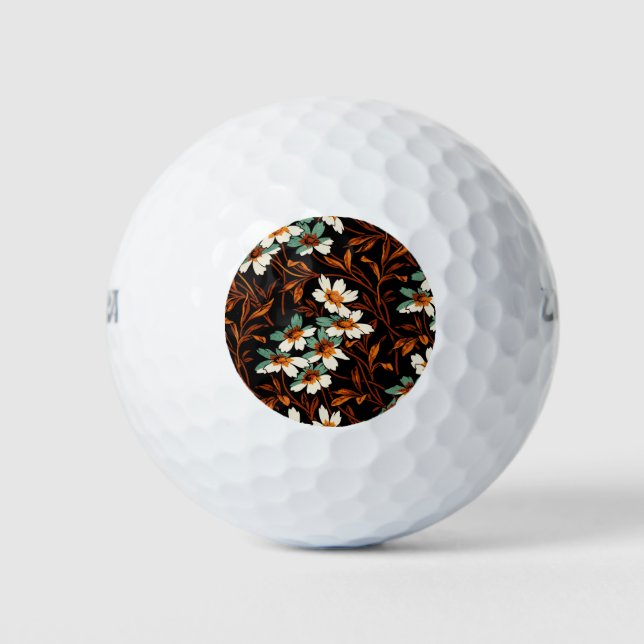 Gothic Flower Pattern Transparent Aesthetic Flower Golf Balls (Front)