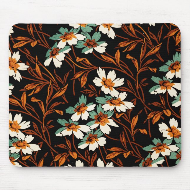 Gothic Flower Pattern Transparent Aesthetic Flower Mouse Pad (Front)