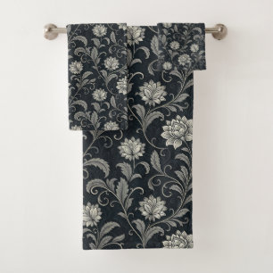 Gothic Flowers Pattern Bath Towel Set