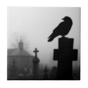 Gothic Fog And Crow Ceramic Tile
