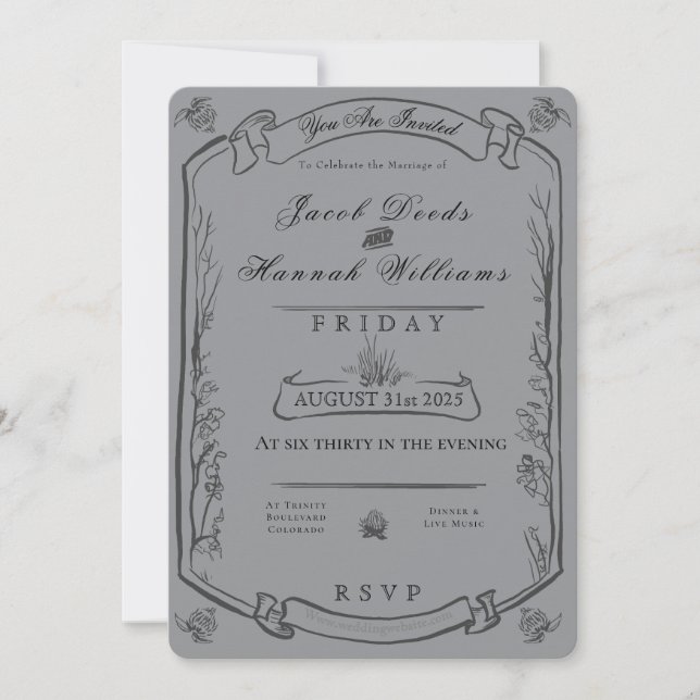 Gothic Forest Moody Wedding Invitation (Front)
