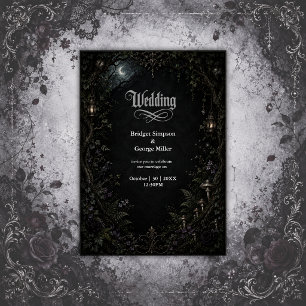 Gothic Forest Moon Lantern Wedding  Invitation