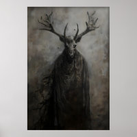 Gothic Forest Spirit Print, Forester Dark Academia