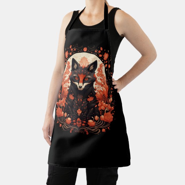 Gothic Fox and Flowers Apron (Insitu)