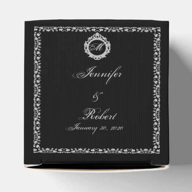 Gothic Frame Monogram Favour Box (Top)