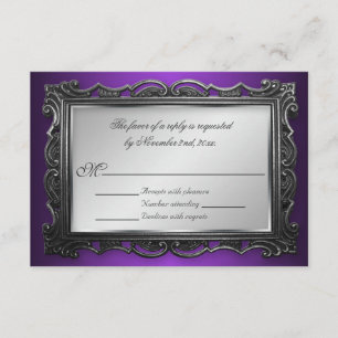 Gothic Frame Purple RSVP Reply Cards