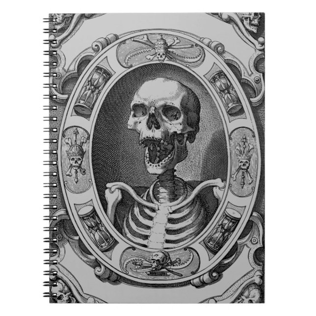 Gothic Framed Skeleton Line Drawing Notebook (Front)