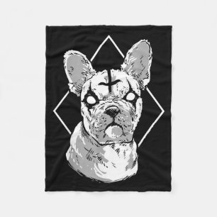 Gothic French Bulldog Heavy Metal Halloween Dog Fleece Blanket