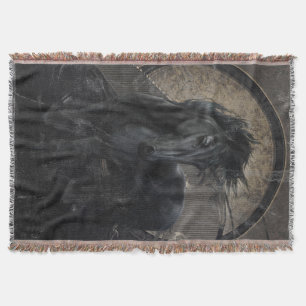 Gothic Friesian Horse Throw Blanket