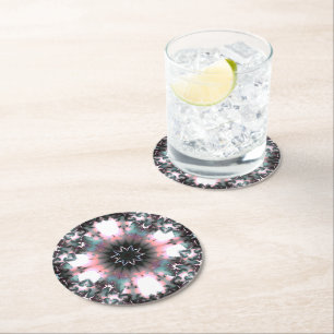 Gothic Frozen Winter Spider Web Round Paper Coaster
