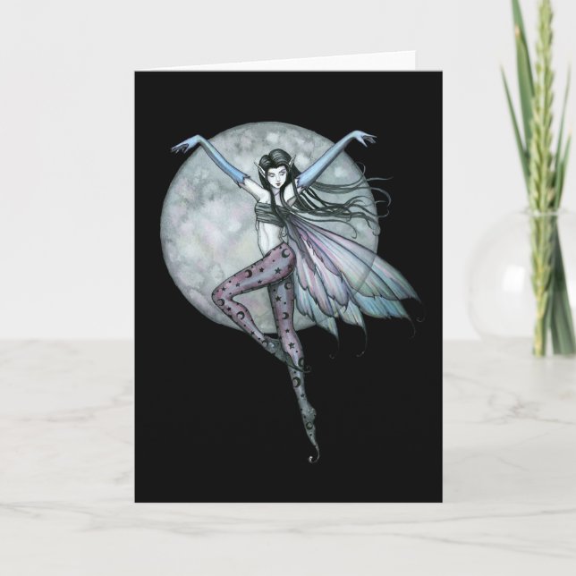 Gothic Full Moon Fairy Greeting Card (Front)