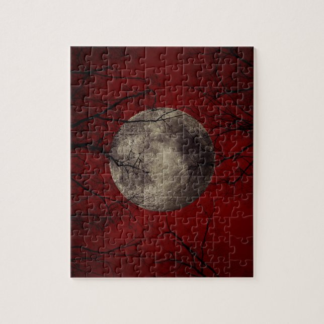Gothic Full Moon with Haunting Trees Jigsaw Puzzle (Vertical)
