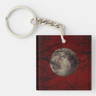 Gothic Full Moon with Haunting Trees Key Ring
