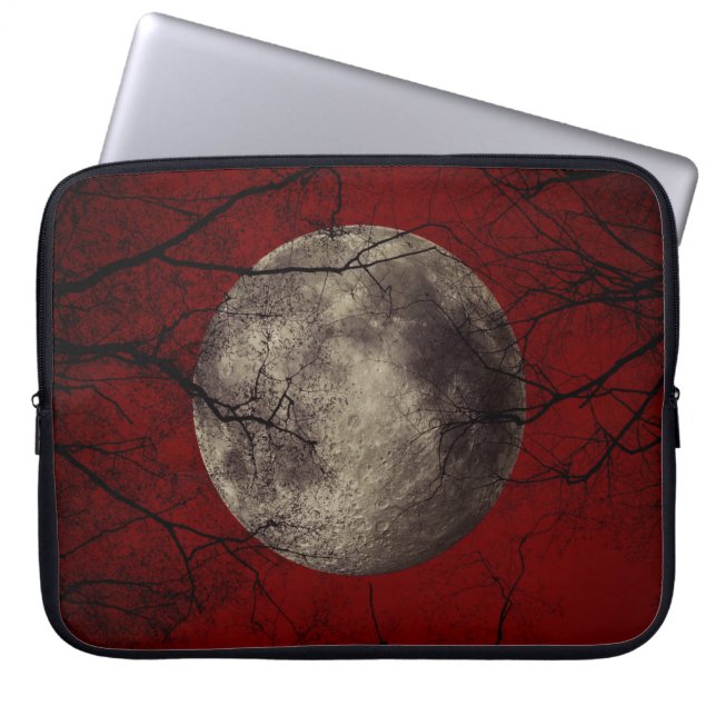 Gothic Full Moon with Haunting Trees Laptop Sleeve (Front)
