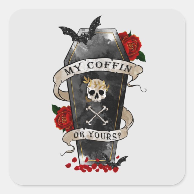 Gothic Funny Coffin Square Sticker (Front)