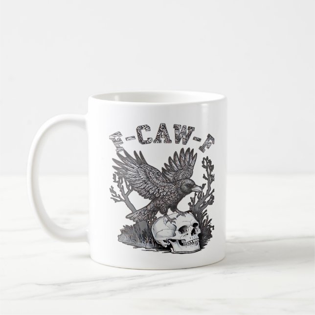 Gothic Funny F-Caw-F Humor Crow Essential Retro St Coffee Mug (Left)