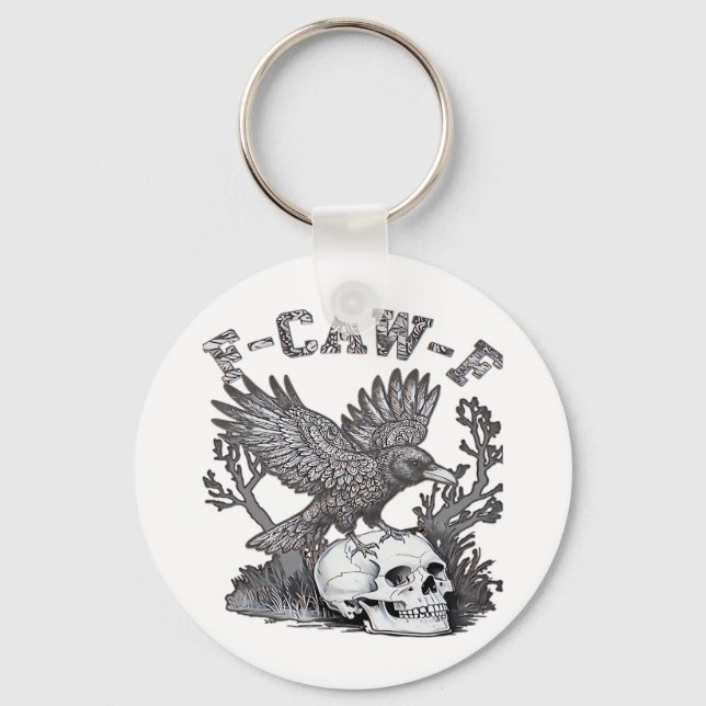 Gothic Funny F-Caw-F Humour Crow Essential Retro S Key Ring (Front)