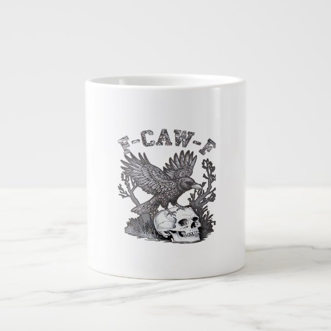 Gothic Funny F-Caw-F Humour Crow Essential Retro S Large Coffee Mug (Front)