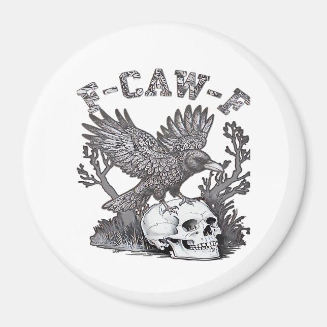 Gothic Funny F-Caw-F Humour Crow Essential Retro S Magnet (Front)