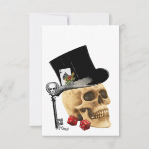 Gothic gambler skull tattoo design