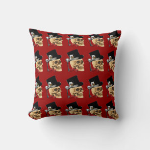 Gothic gambler skull tattoo design cushion