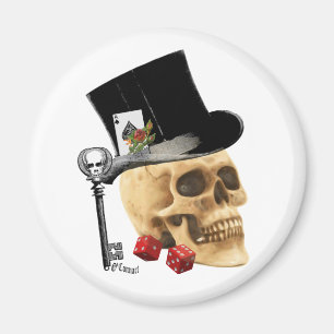 Gothic gambler skull tattoo design magnet