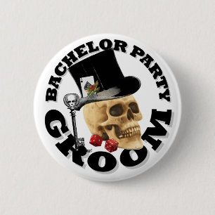 Gothic gambling grooms bachelor party 6 cm round badge
