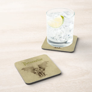Gothic Gargoyle Parchment Coaster Set