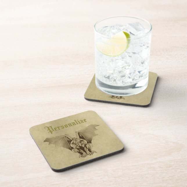 Gothic Gargoyle Parchment Coaster Set (Right Side)