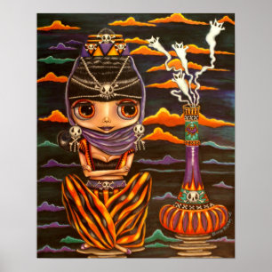 Gothic Genie and Ghost Kitties Poster