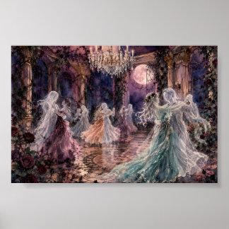 Gothic Ghost Ballroom Dance Whimsigoth Haunted Art Poster