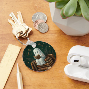 Gothic Ghost Dark Academia Book Lover Key Ring