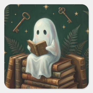 Gothic Ghost Dark Academia Book Lover Square Sticker