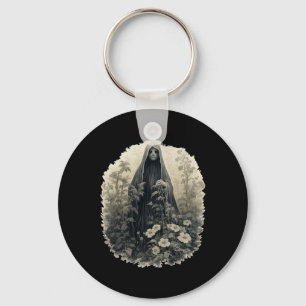 Gothic Ghost In The Forest Vintage Floral Ghost Ha Key Ring