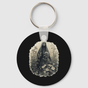 Gothic Ghost In The Forest Vintage Floral Ghost Ha Key Ring