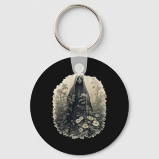 Gothic Ghost In The Forest Vintage Floral Ghost Ha Key Ring