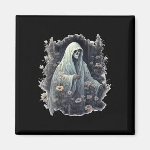 Gothic Ghost In The Forest Vintage Floral Ghost Ha Magnet