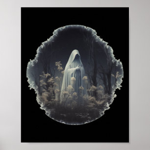 Gothic Ghost In The Forest Vintage Floral Ghost Ha Poster