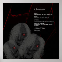 Gothic Ghosts Red White Black Dark Moody Halloween