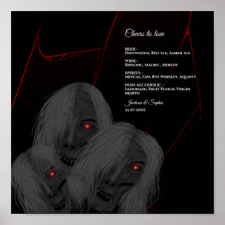 Gothic Ghosts Red White Black Dark Moody Halloween Poster