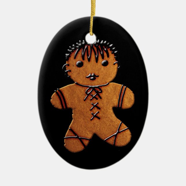 Gothic Gingerbread Cookie Ceramic Ornament (Front)
