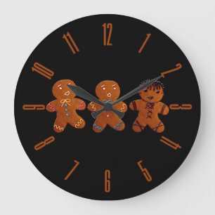 Gothic Gingerbread Men Large Clock