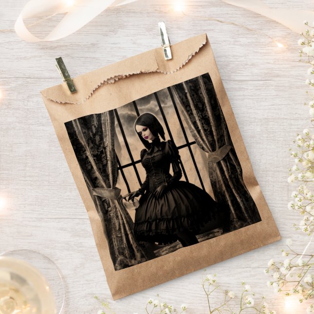 Gothic Girl and Haunted Mansion Favour Bag (Clipped)