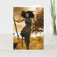Gothic Girl Autumn Witch Card