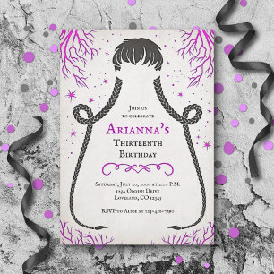 Gothic Girl Braids Birthday Invitation