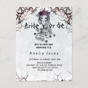 Gothic Girl Cute Bridal Shower  Postcard