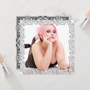 Gothic Girl Photo, "I Miss You" Tribal Border Card