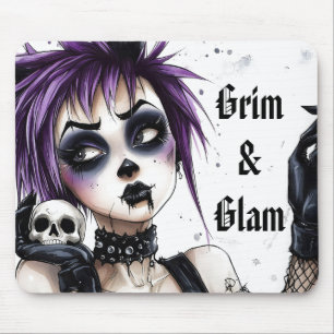 Gothic Girl Portrait - Grim & Glam Mouse Pad