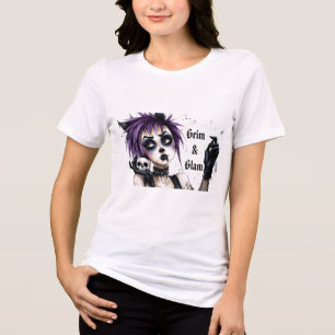 Gothic Girl Portrait - Grim & Glam Tri-Blend Shirt